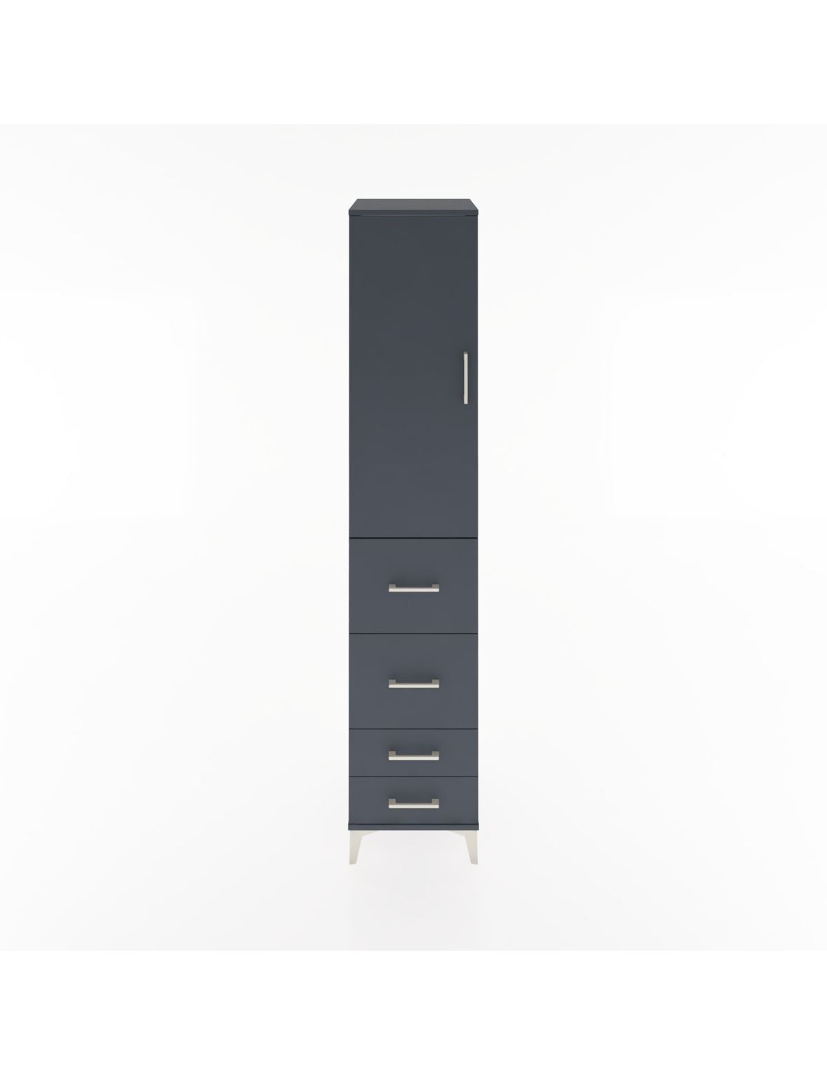 Hyperion Dolap 3 Raflı 4 Çekmeceli Tek Kapaklı 44x44x221 Antrasit-Antrasit