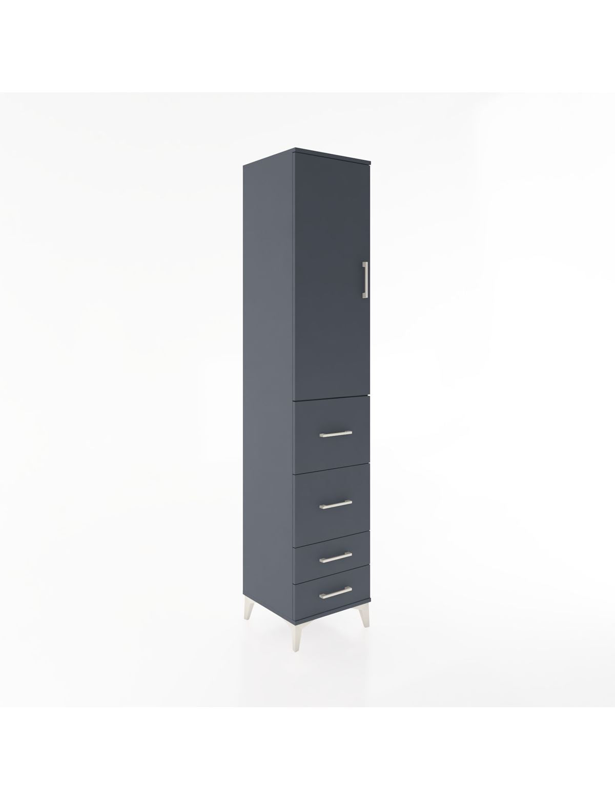 Hyperion Dolap 3 Raflı 4 Çekmeceli Tek Kapaklı 44x44x221 Antrasit-Antrasit