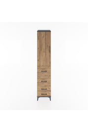 Hyperion Dolap 3 Raflı 4 Çekmeceli Tek Kapaklı 44x44x221 Antrasit-Çam