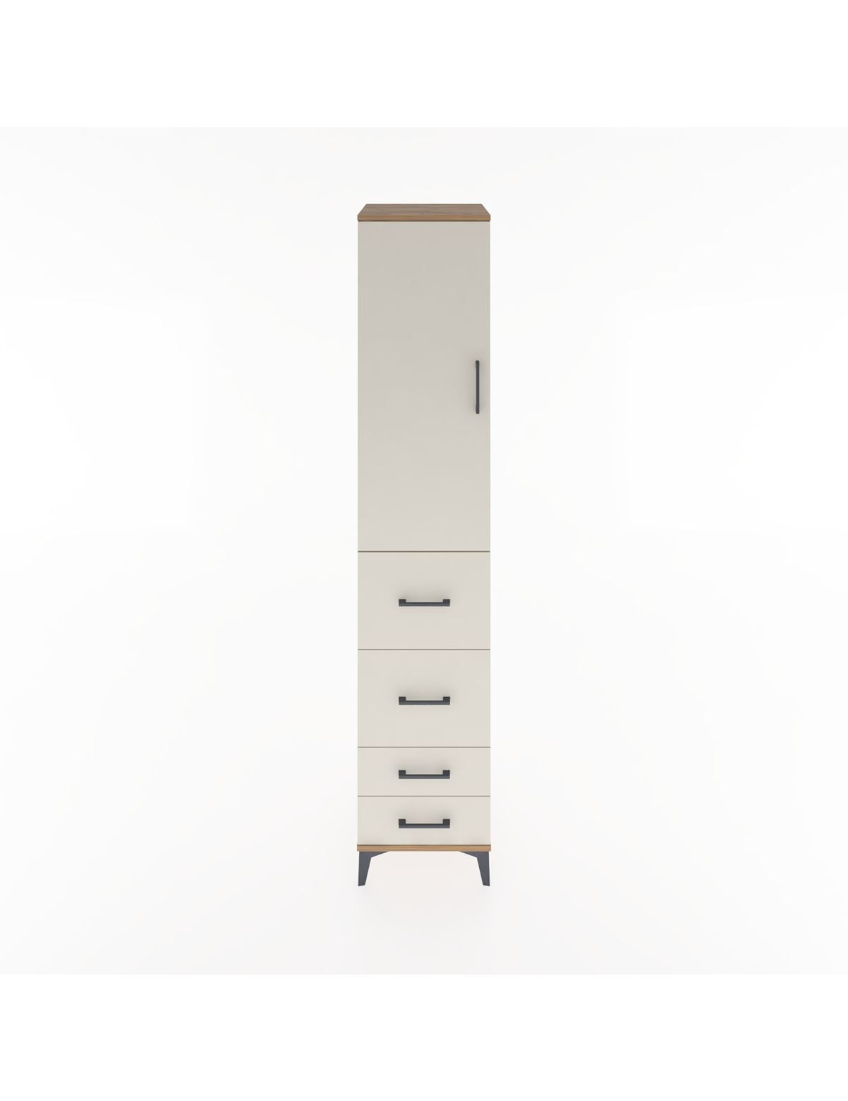 Hyperion Dolap 3 Raflı 4 Çekmeceli Tek Kapaklı 44x44x221 Çam-Aytaşı