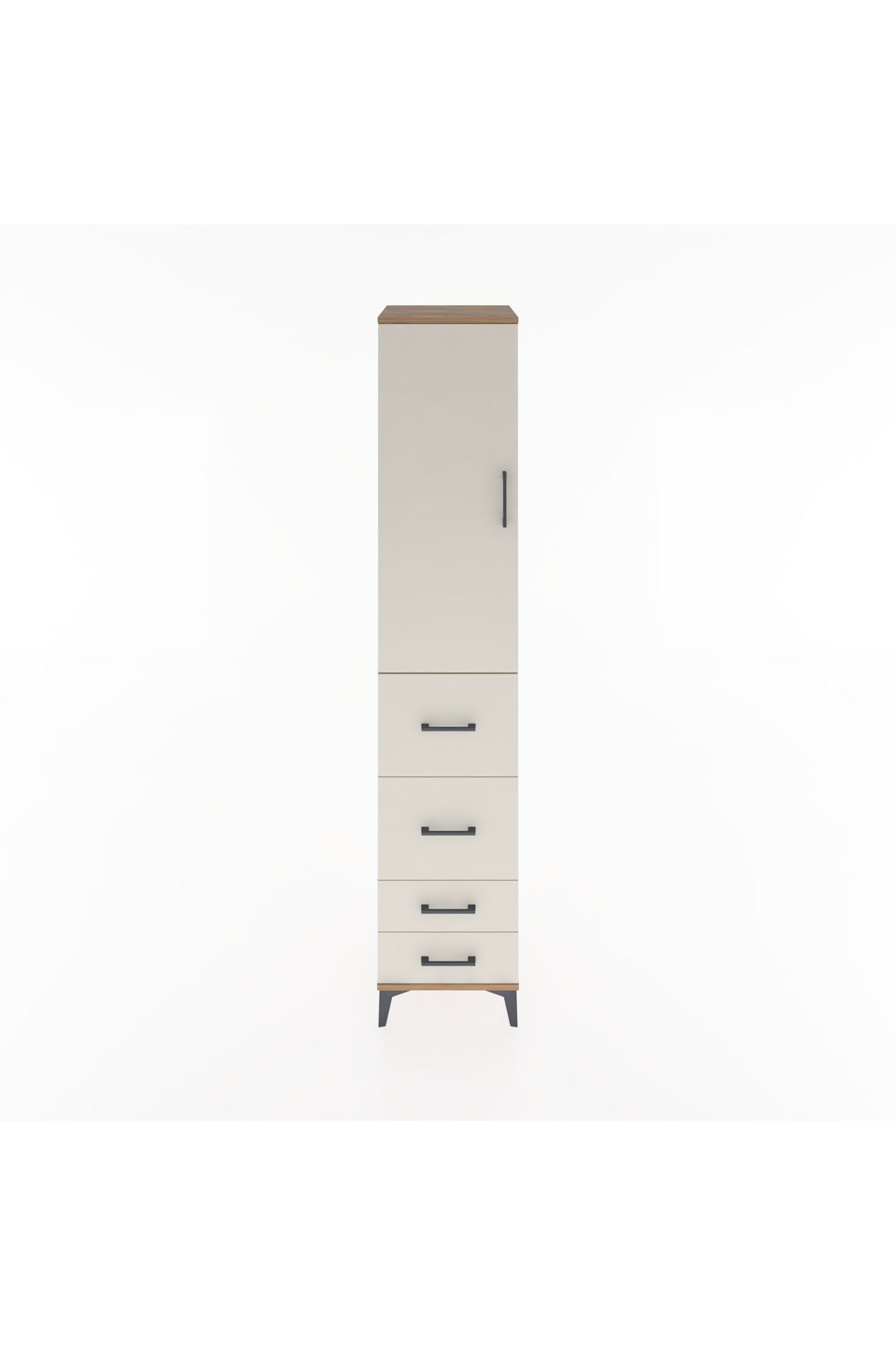 Hyperion Dolap 3 Raflı 4 Çekmeceli Tek Kapaklı 44x44x221 Çam-Aytaşı