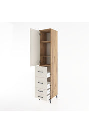 Hyperion Dolap 3 Raflı 4 Çekmeceli Tek Kapaklı 44x44x221 Çam-Aytaşı