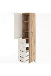 Hyperion Dolap 3 Raflı 4 Çekmeceli Tek Kapaklı 44x44x221 Çam-Aytaşı