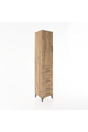 Hyperion Dolap 3 Raflı 4 Çekmeceli Tek Kapaklı 44x44x221 Çam-Çam