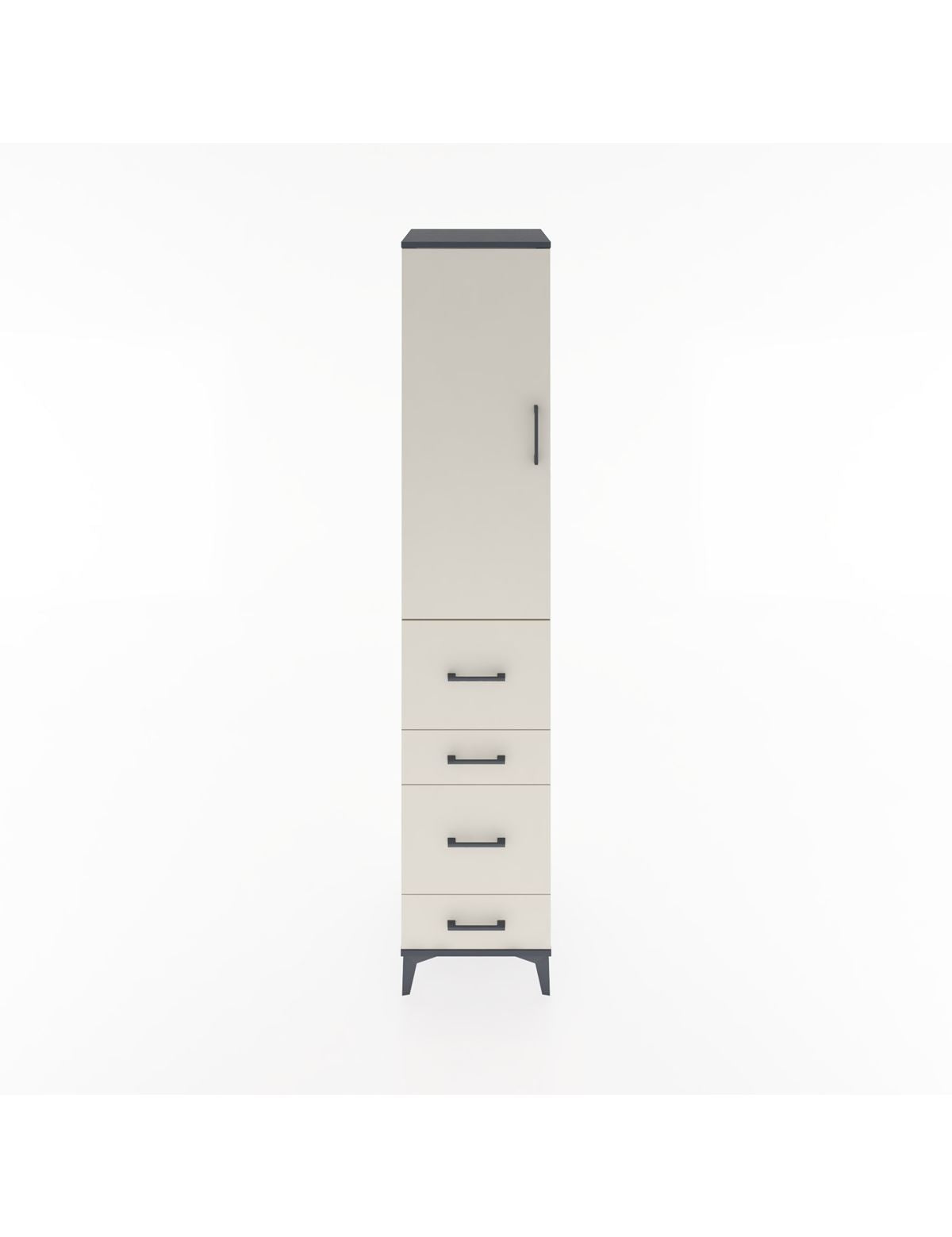 Hyperion Dolap 2 Raflı 4 Çekmeceli Tek Askılı 44x44x221 Antrasit-Aytaşı