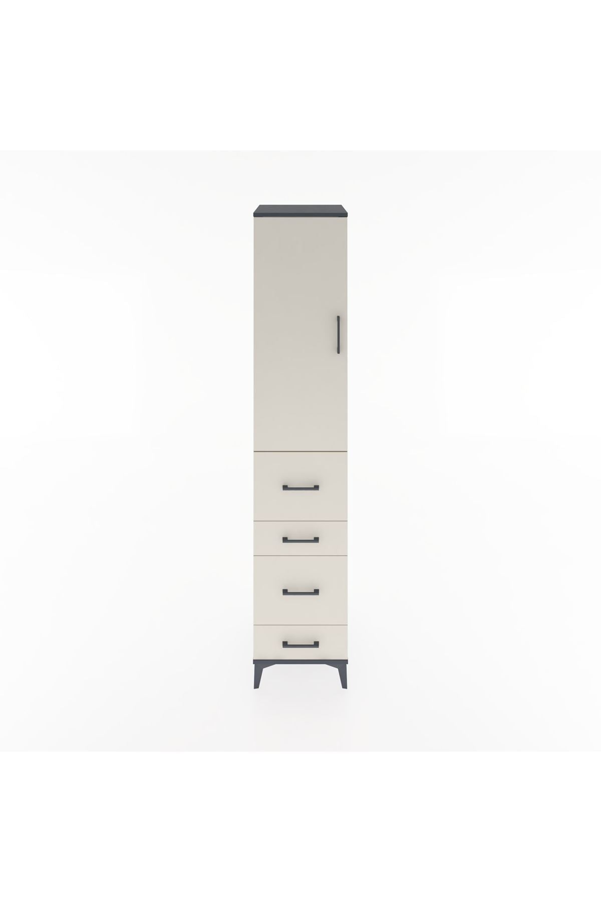 Hyperion Dolap 2 Raflı 4 Çekmeceli Tek Askılı 44x44x221 Antrasit-Aytaşı