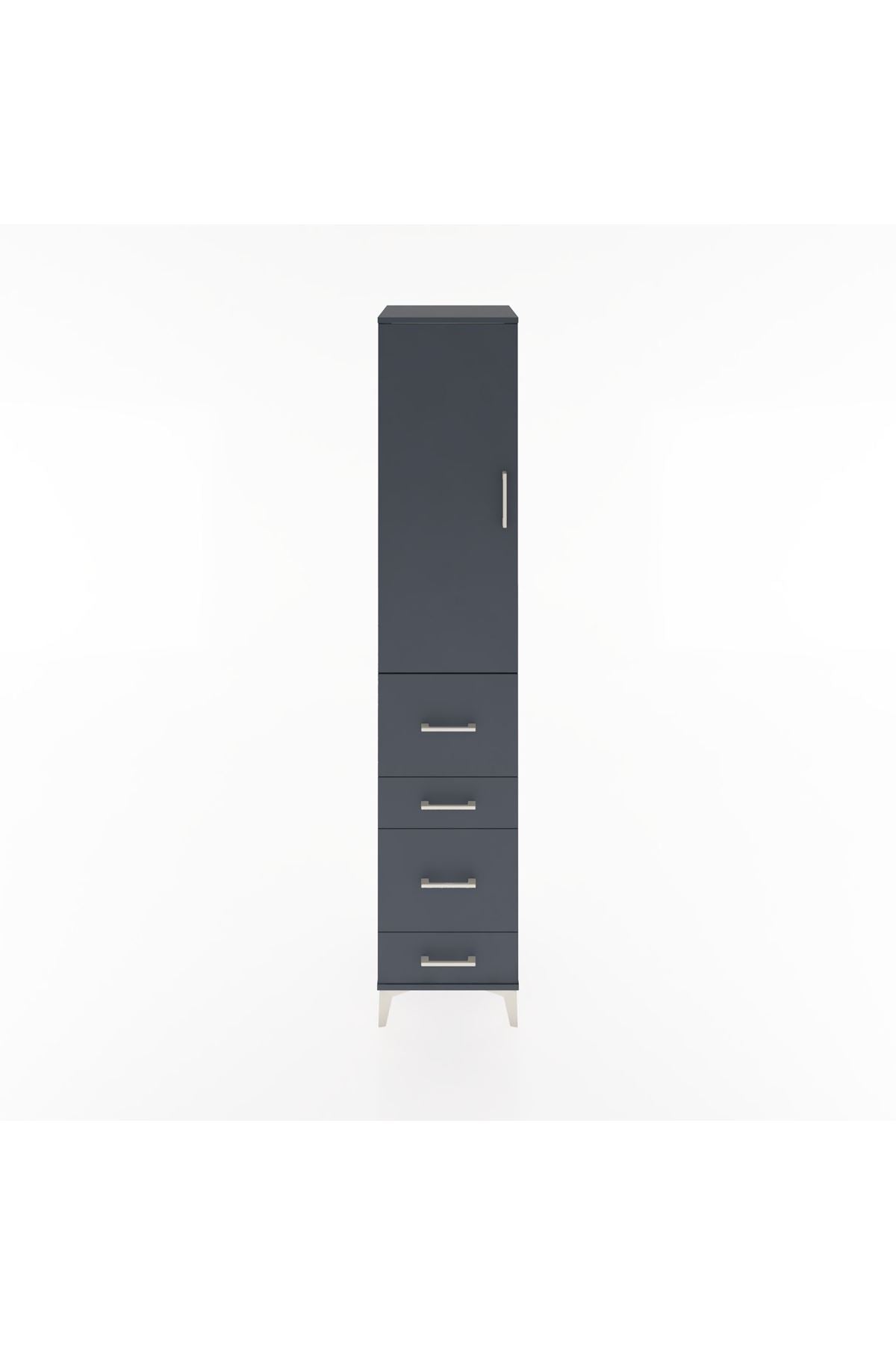 Hyperion Dolap 2 Raflı 4 Çekmeceli Tek Askılı 44x44x221 Antrasit-Antrasit