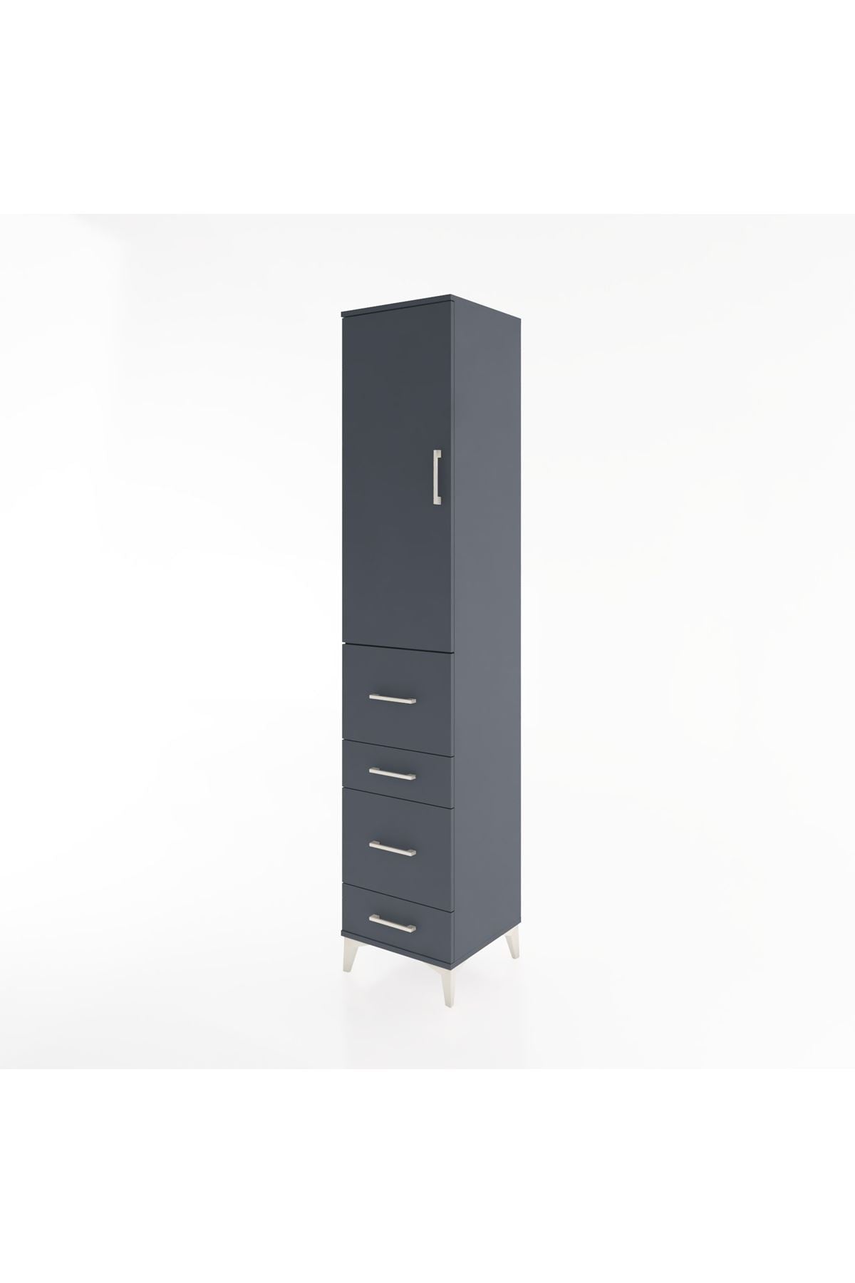 Hyperion Dolap 2 Raflı 4 Çekmeceli Tek Askılı 44x44x221 Antrasit-Antrasit