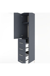 Hyperion Dolap 2 Raflı 4 Çekmeceli Tek Askılı 44x44x221 Antrasit-Antrasit