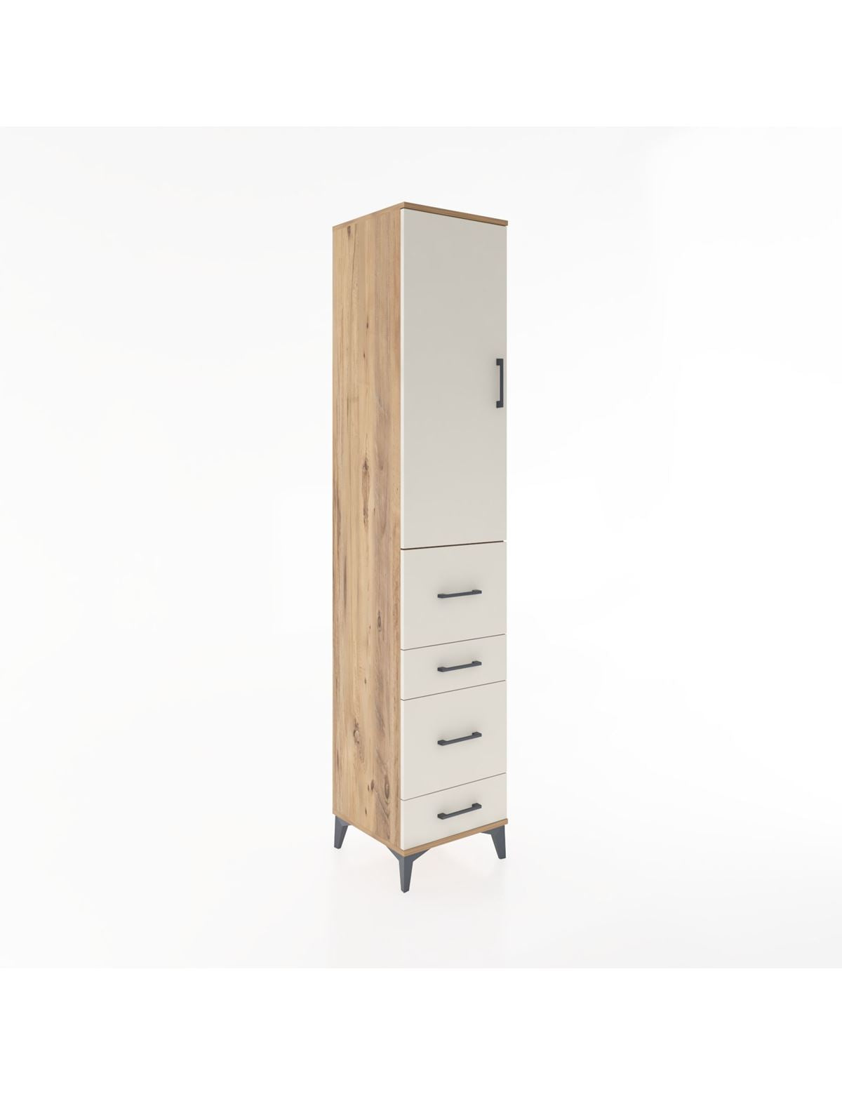 Hyperion Dolap 2 Raflı 4 Çekmeceli Tek Askılı 44x44x221 Çam-Aytaşı