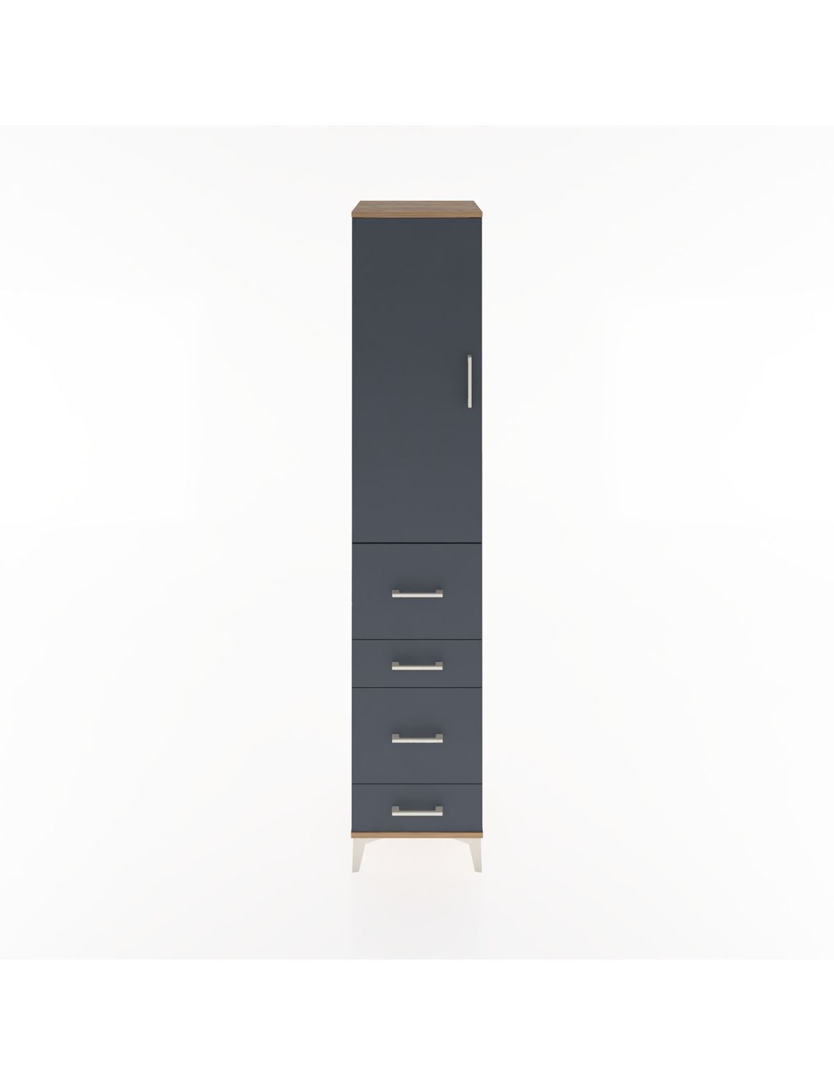 Hyperion Dolap 2 Raflı 4 Çekmeceli Tek Askılı 44x44x221 Çam-Antrasit