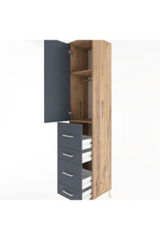 Hyperion Dolap 2 Raflı 4 Çekmeceli Tek Askılı 44x44x221 Çam-Antrasit