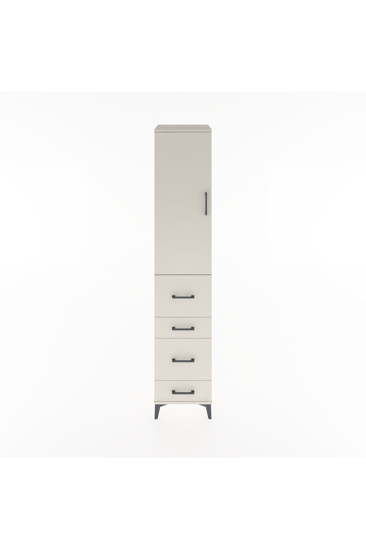 Hyperion Dolap 3 Raflı 4 Çekmeceli Tek Kapaklı 44x44x221 Aytaşı-Aytaşı