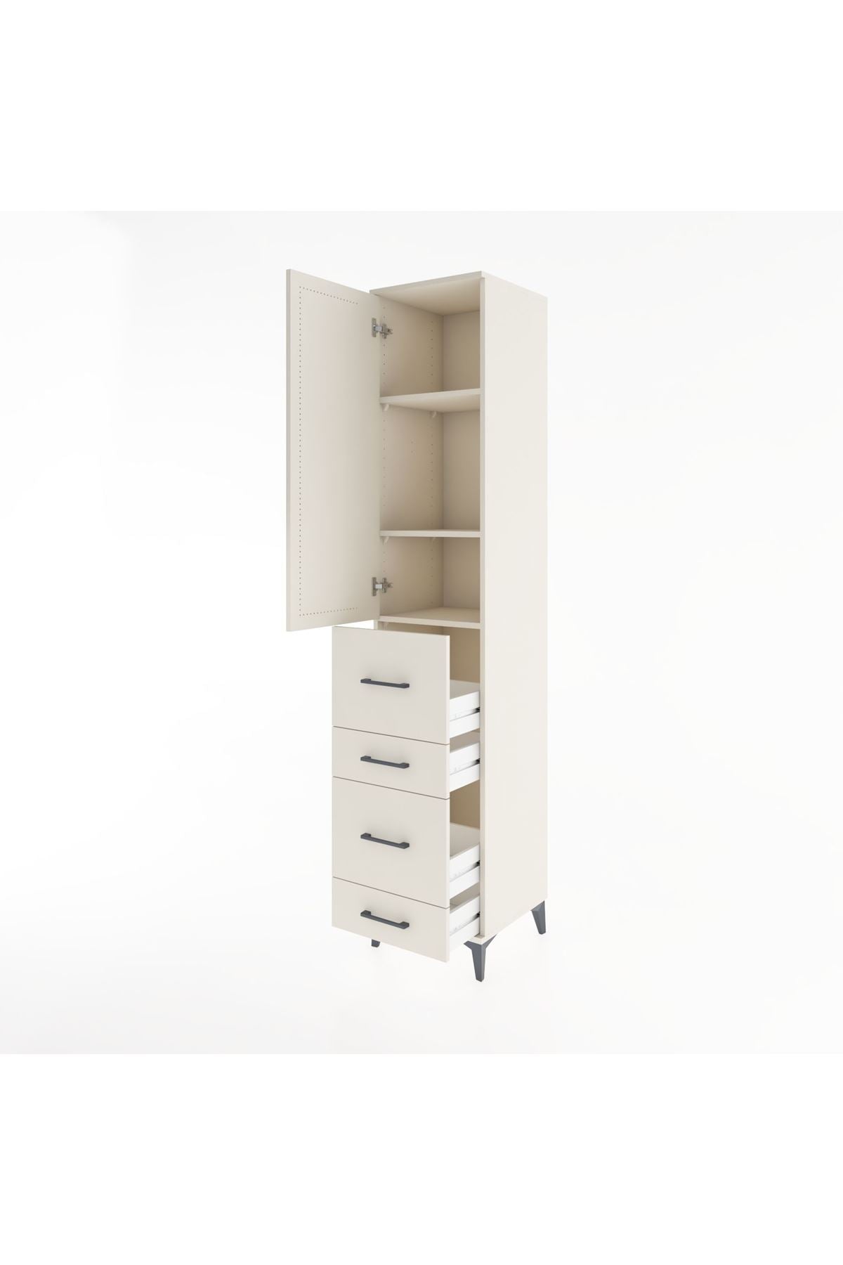 Hyperion Dolap 3 Raflı 4 Çekmeceli Tek Kapaklı 44x44x221 Aytaşı-Aytaşı