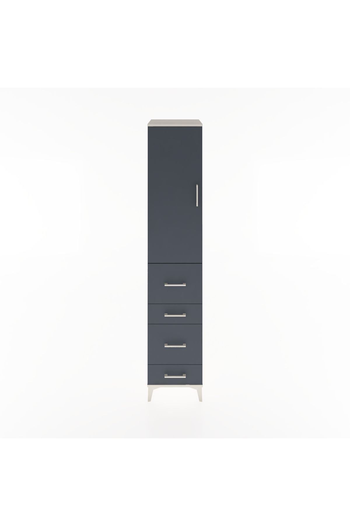 Hyperion Dolap 3 Raflı 4 Çekmeceli Tek Kapaklı 44x44x221 Aytaşı-Antrasit