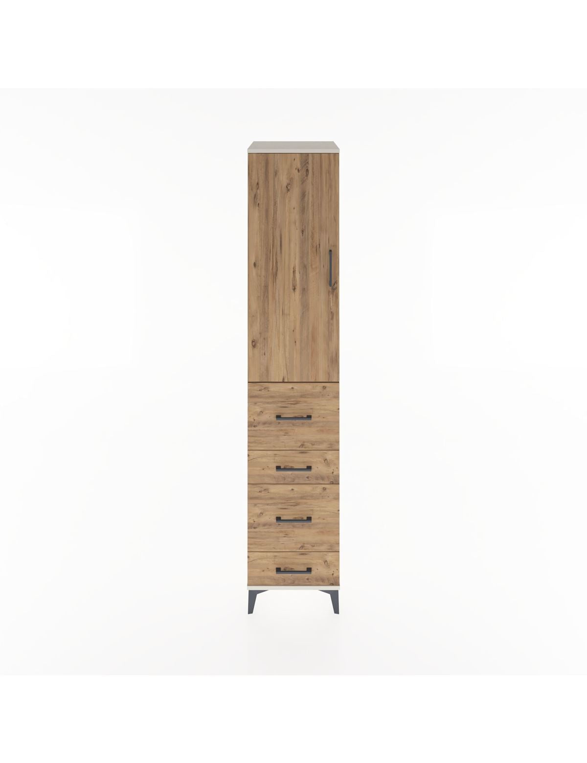 Hyperion Dolap 3 Raflı 4 Çekmeceli Tek Kapaklı 44x44x221 Aytaşı-Çam