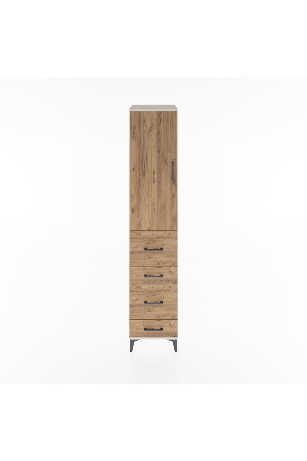 Hyperion Dolap 3 Raflı 4 Çekmeceli Tek Kapaklı 44x44x221 Aytaşı-Çam