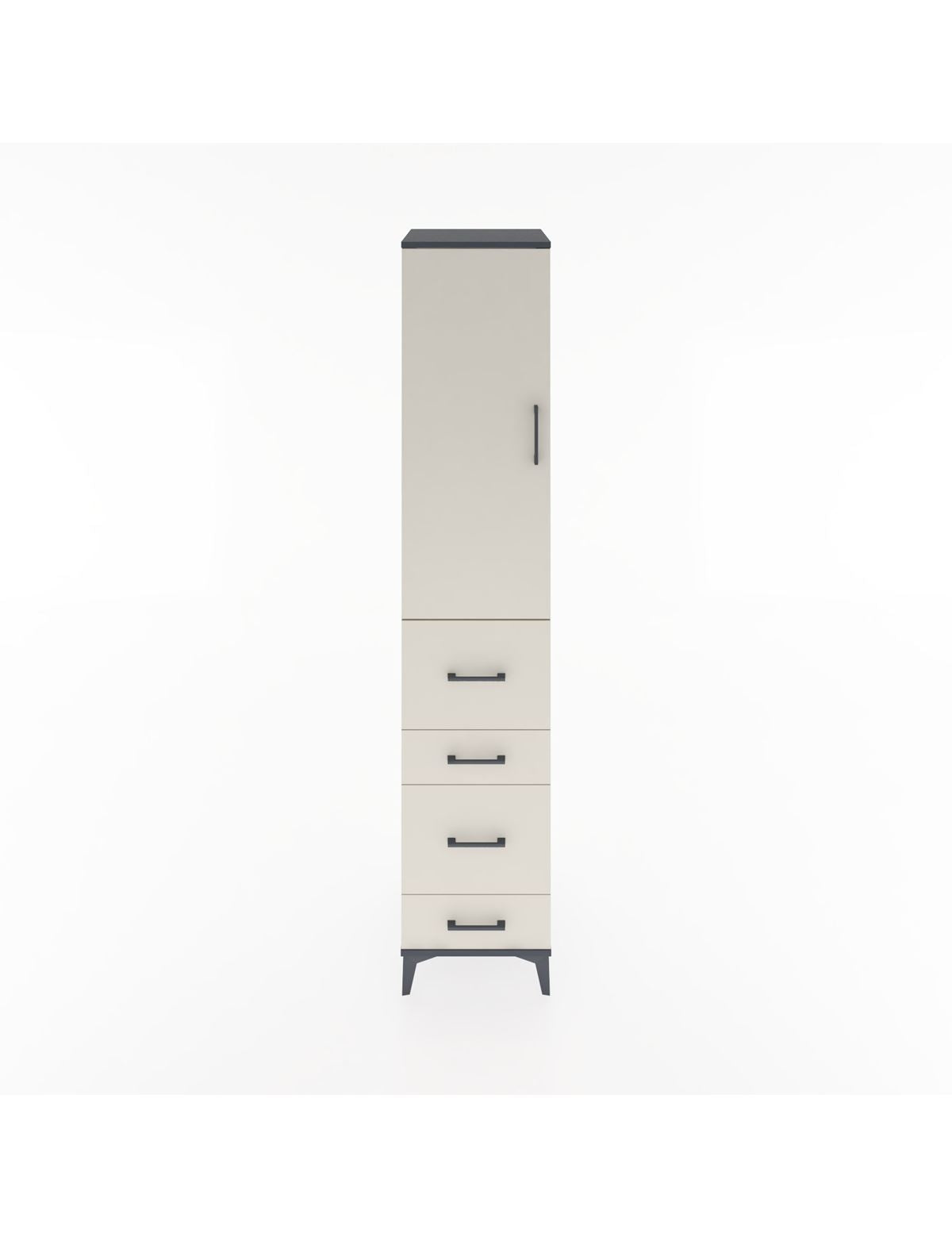 Hyperion Dolap 3 Raflı 4 Çekmeceli Tek Kapaklı 44x44x221 Antrasit-Aytaşı