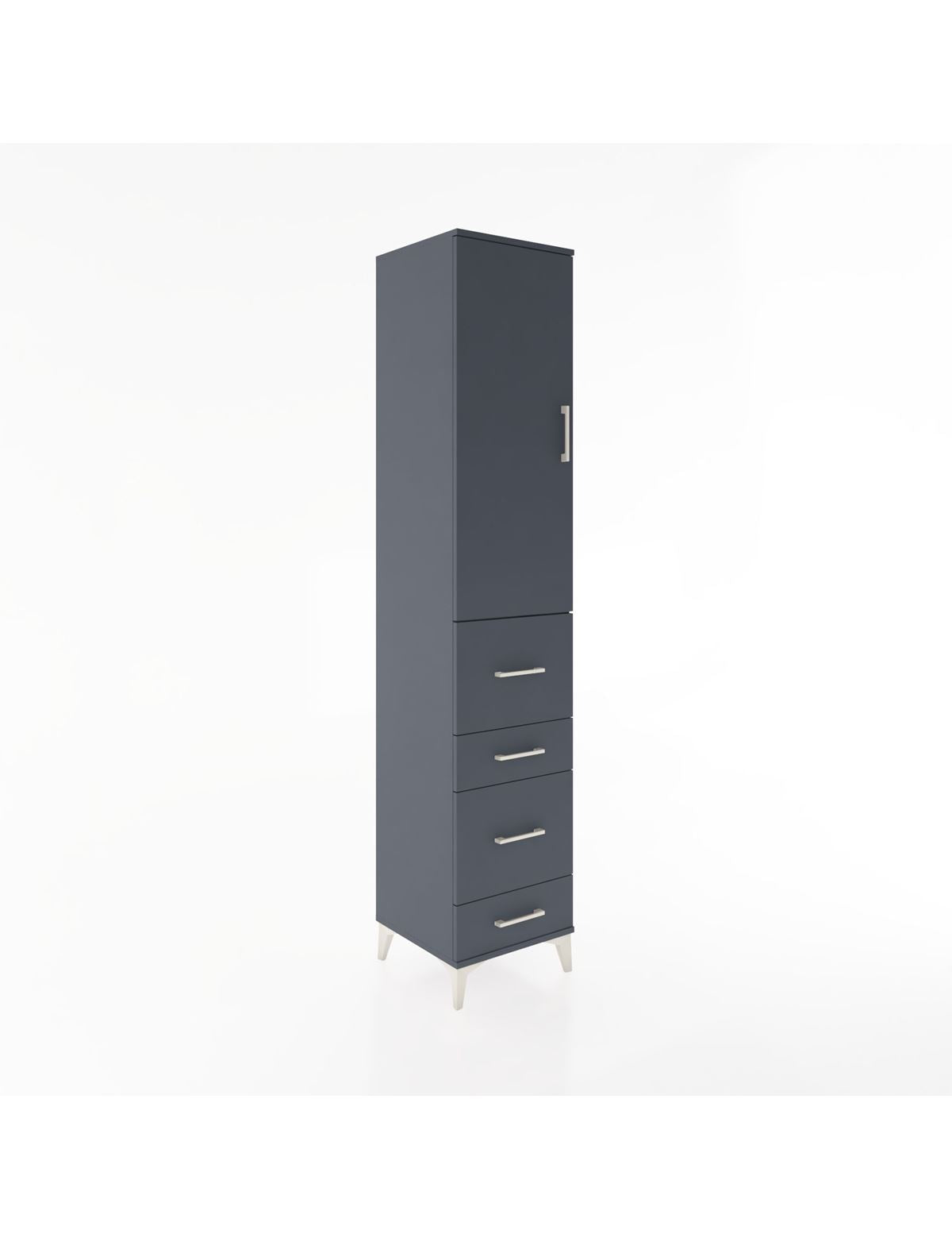 Hyperion Dolap 3 Raflı 4 Çekmeceli Tek Kapaklı 44x44x221 Antrasit-Antrasit