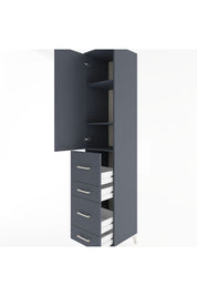 Hyperion Dolap 3 Raflı 4 Çekmeceli Tek Kapaklı 44x44x221 Antrasit-Antrasit