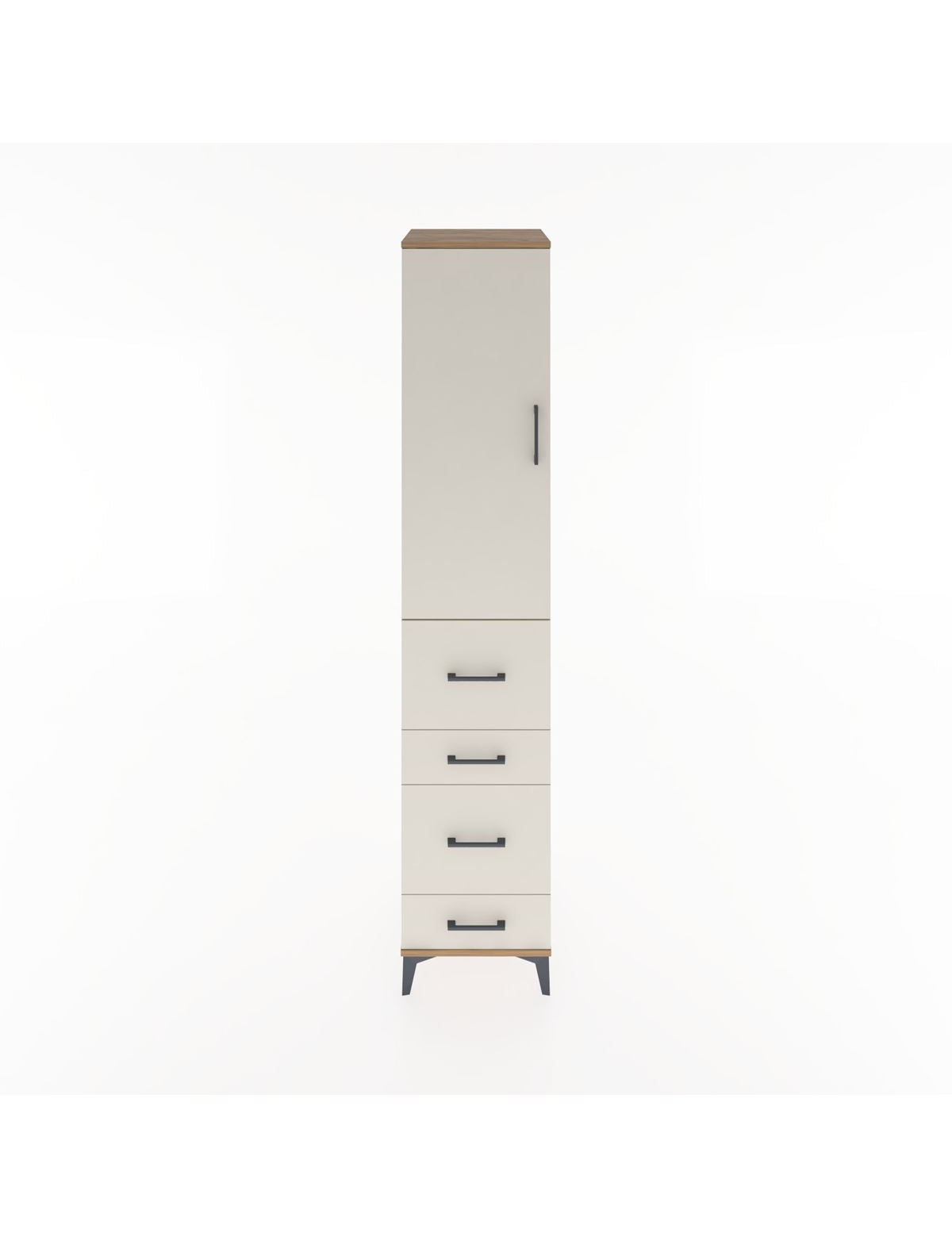 Hyperion Dolap 3 Raflı 4 Çekmeceli Tek Kapaklı 44x44x221 Çam-Aytaşı