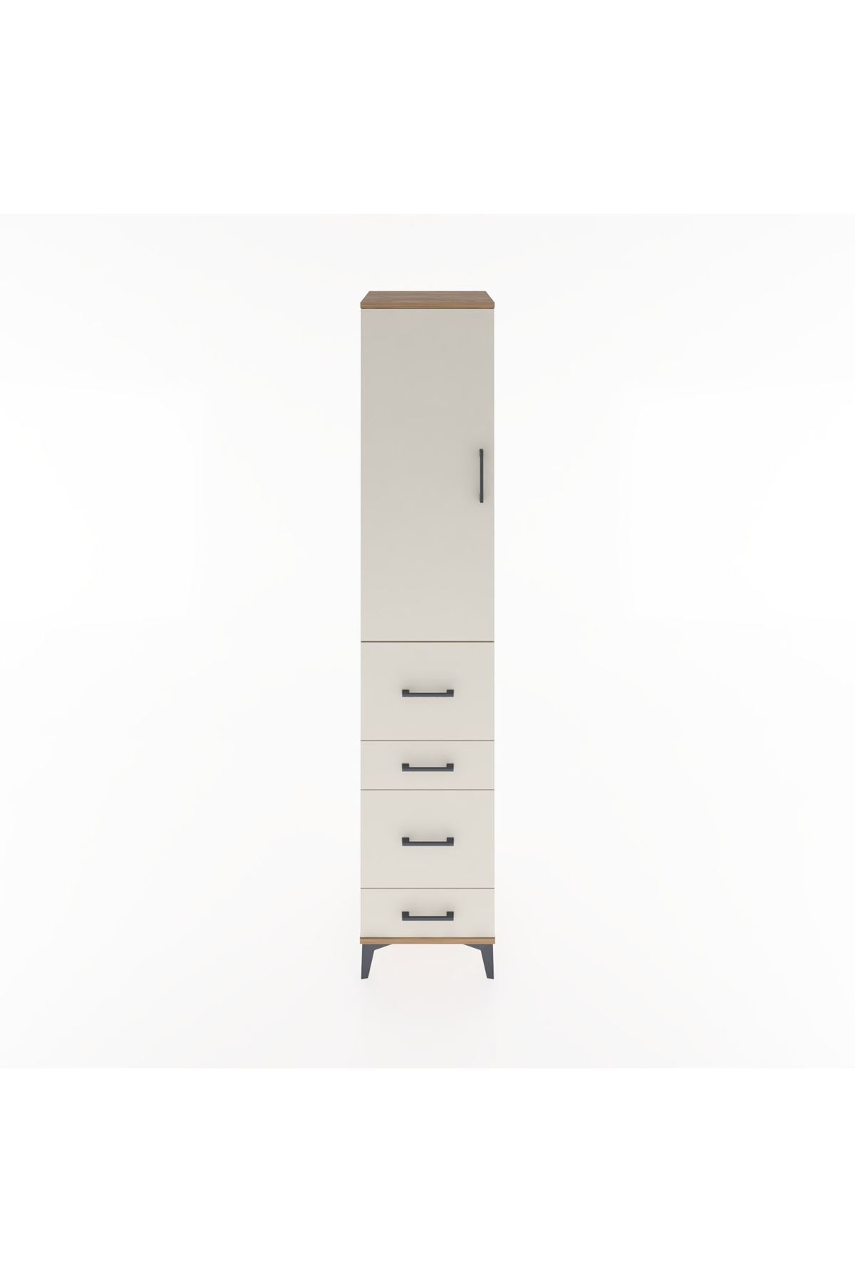 Hyperion Dolap 3 Raflı 4 Çekmeceli Tek Kapaklı 44x44x221 Çam-Aytaşı