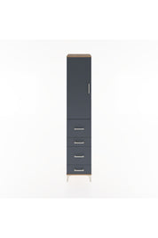 Hyperion Dolap 3 Raflı 4 Çekmeceli Tek Kapaklı 44x44x221 Çam-Antrasit