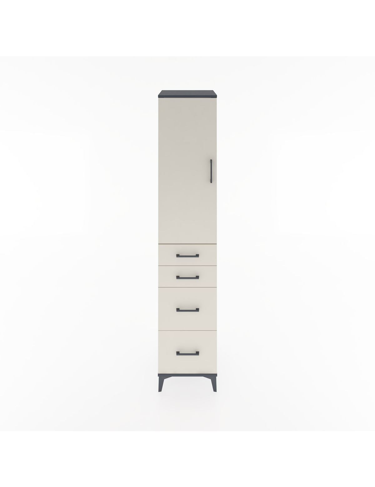 Hyperion Dolap 2 Raflı 4 Çekmeceli Tek Askılı 44x44x221 Antrasit-Aytaşı