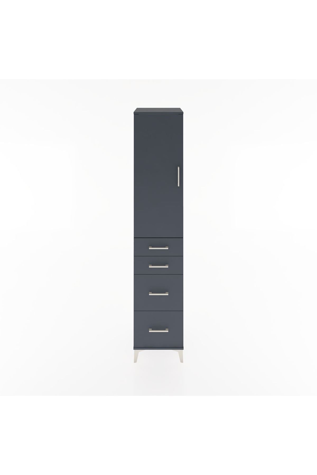 Hyperion Dolap 2 Raflı 4 Çekmeceli Tek Askılı 44x44x221 Antrasit-Antrasit