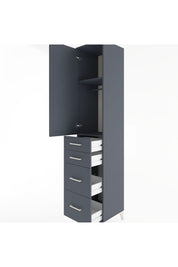 Hyperion Dolap 2 Raflı 4 Çekmeceli Tek Askılı 44x44x221 Antrasit-Antrasit