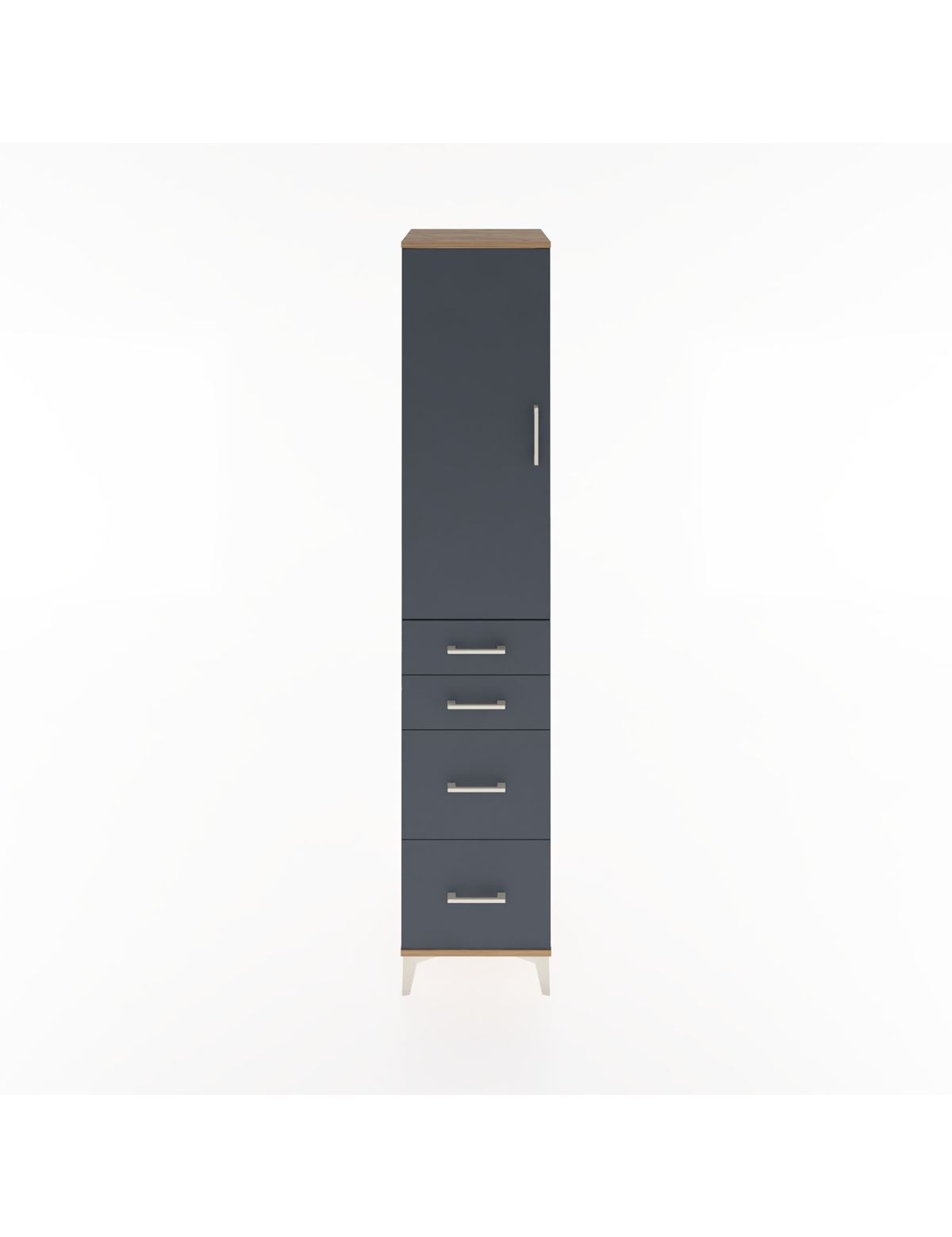 Hyperion Dolap 2 Raflı 4 Çekmeceli Tek Askılı 44x44x221 Çam-Antrasit