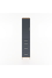 Hyperion Dolap 2 Raflı 4 Çekmeceli Tek Askılı 44x44x221 Çam-Antrasit