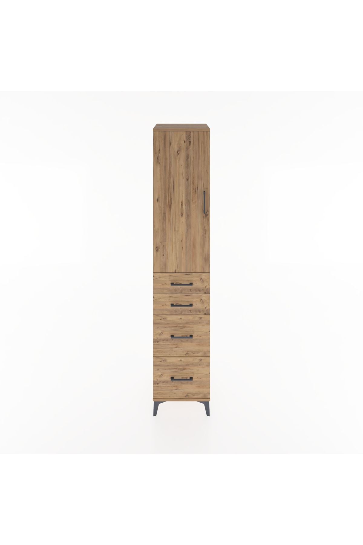 Hyperion Dolap 2 Raflı 4 Çekmeceli Tek Askılı 44x44x221 Çam-Çam