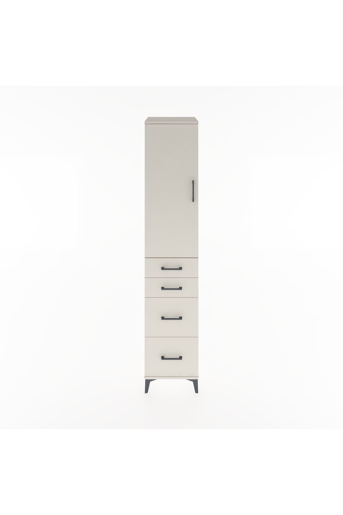 Hyperion Dolap 3 Raflı 4 Çekmeceli Tek Kapaklı 44x44x221 Aytaşı-Aytaşı