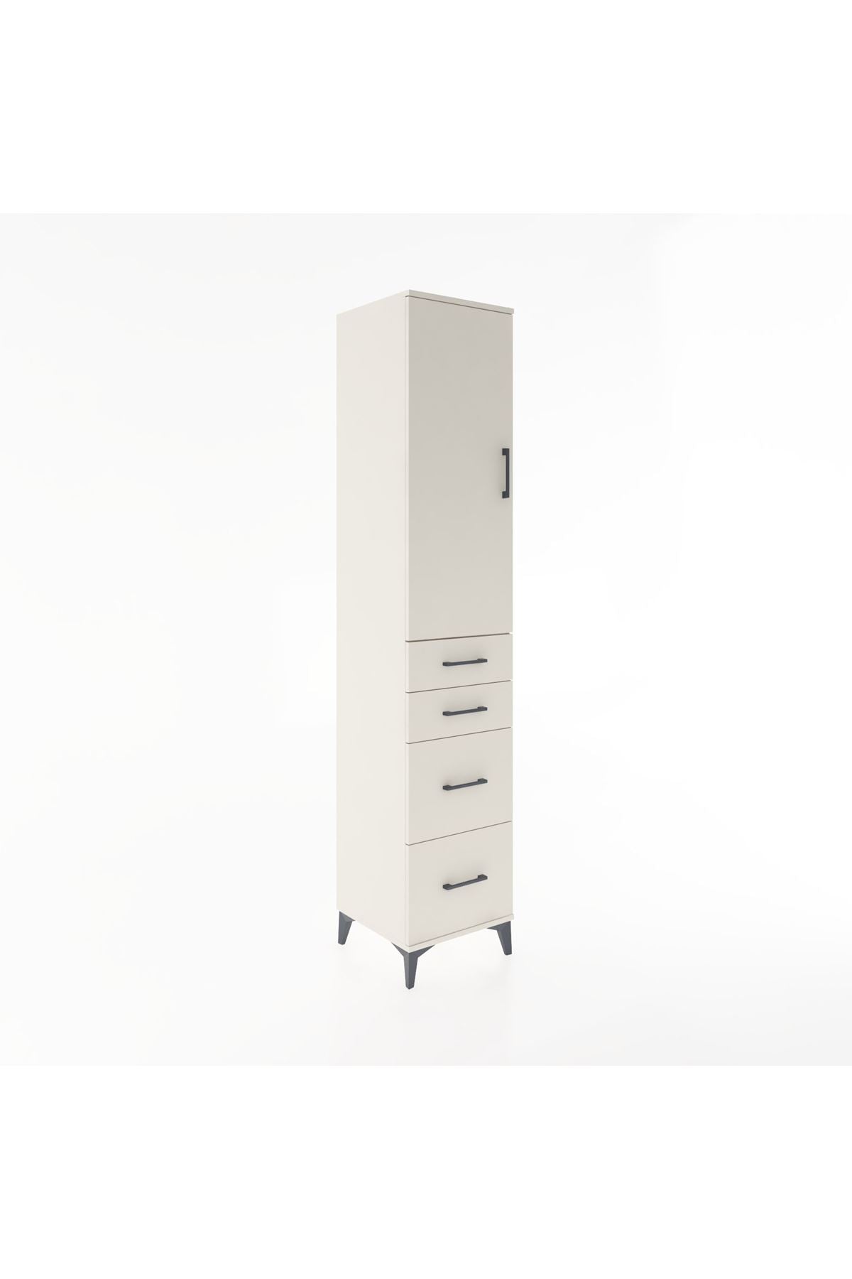 Hyperion Dolap 3 Raflı 4 Çekmeceli Tek Kapaklı 44x44x221 Aytaşı-Aytaşı