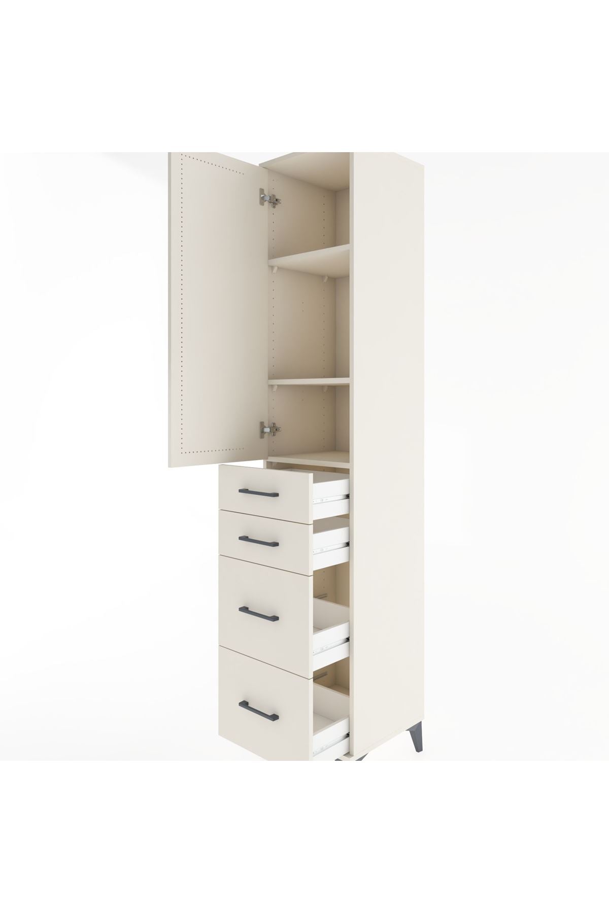 Hyperion Dolap 3 Raflı 4 Çekmeceli Tek Kapaklı 44x44x221 Aytaşı-Aytaşı