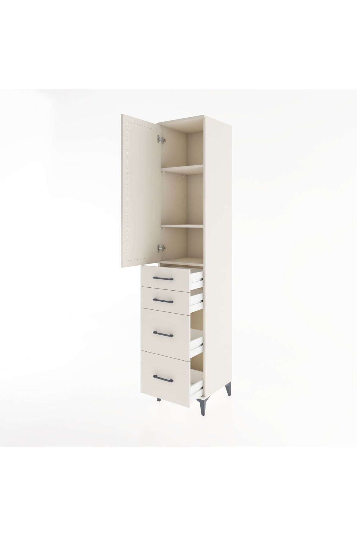 Hyperion Dolap 3 Raflı 4 Çekmeceli Tek Kapaklı 44x44x221 Aytaşı-Aytaşı