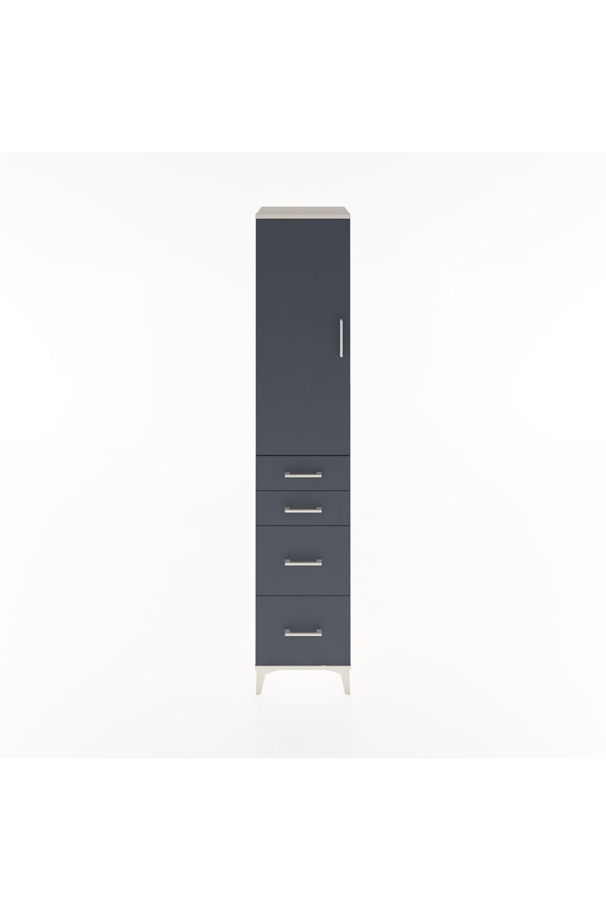 Hyperion Dolap 3 Raflı 4 Çekmeceli Tek Kapaklı 44x44x221 Aytaşı-Antrasit