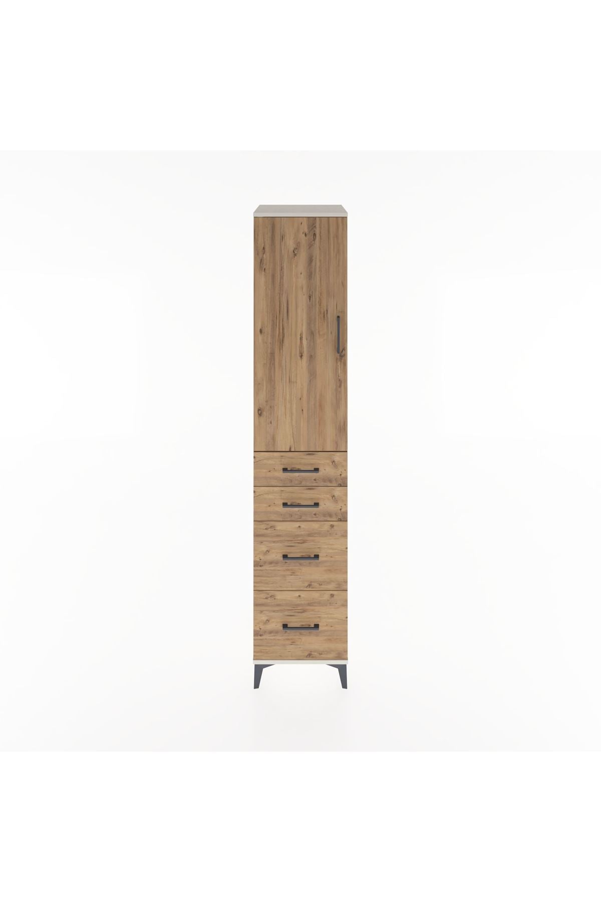 Hyperion Dolap 3 Raflı 4 Çekmeceli Tek Kapaklı 44x44x221 Aytaşı-Çam