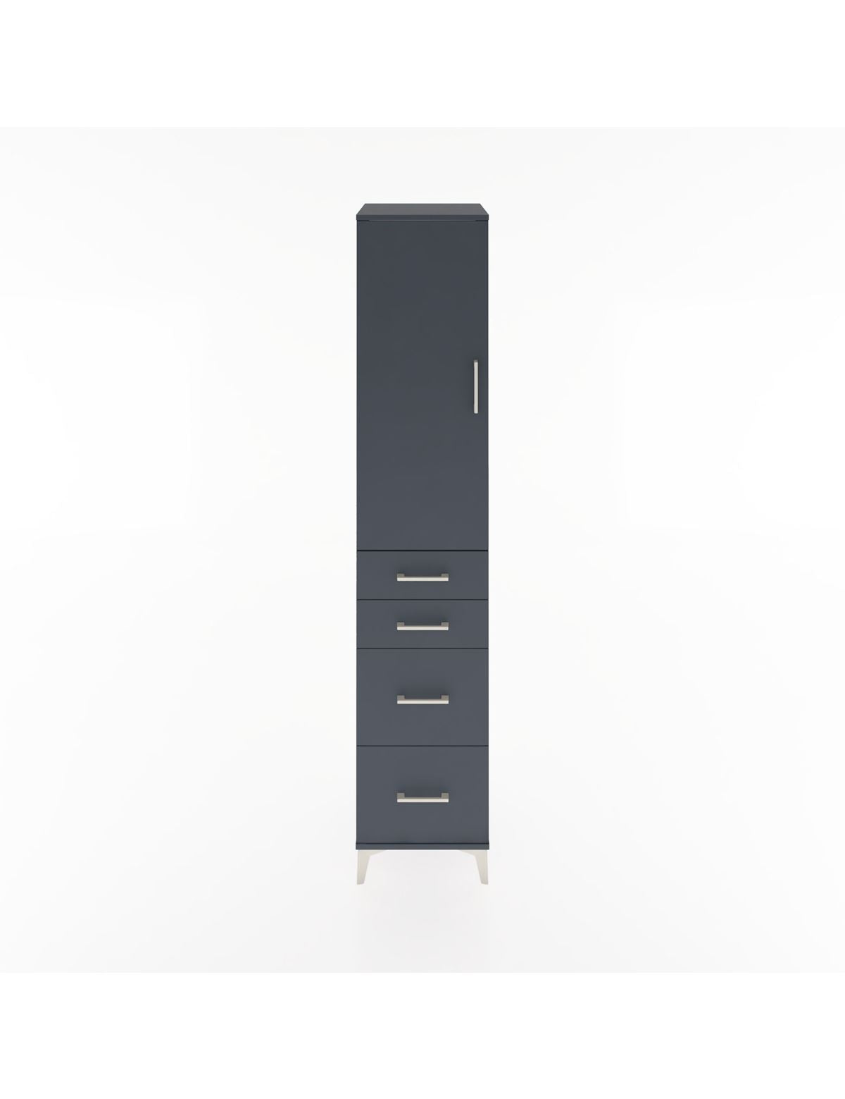 Hyperion Dolap 3 Raflı 4 Çekmeceli Tek Kapaklı 44x44x221 Antrasit-Antrasit