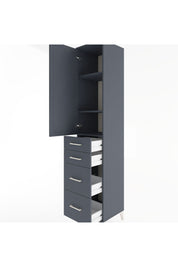 Hyperion Dolap 3 Raflı 4 Çekmeceli Tek Kapaklı 44x44x221 Antrasit-Antrasit