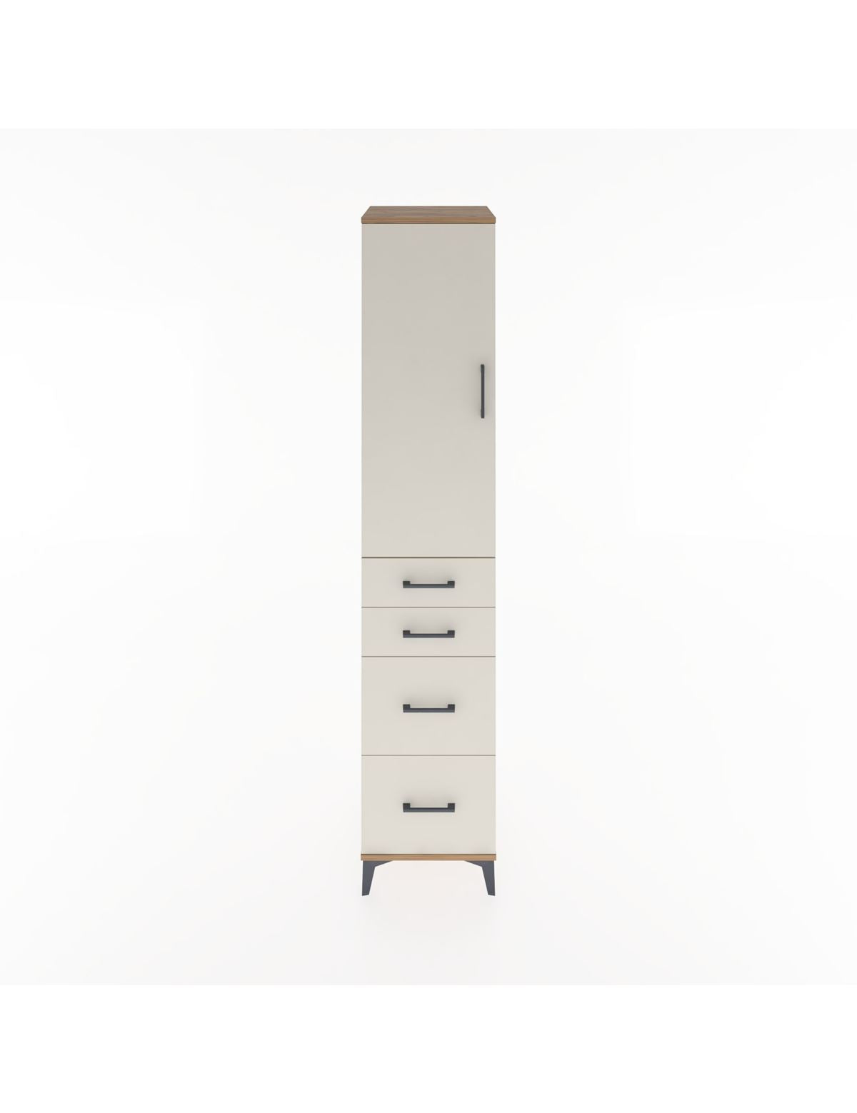 Hyperion Dolap 3 Raflı 4 Çekmeceli Tek Kapaklı 44x44x221 Çam-Aytaşı