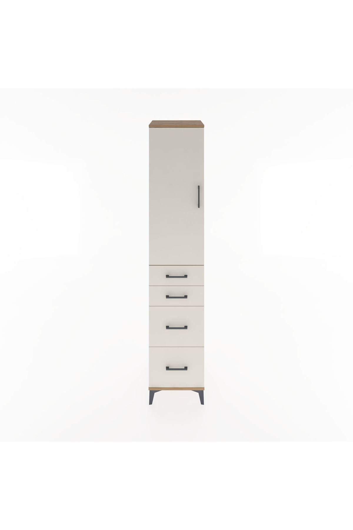 Hyperion Dolap 3 Raflı 4 Çekmeceli Tek Kapaklı 44x44x221 Çam-Aytaşı