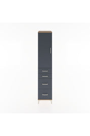 Hyperion Dolap 3 Raflı 4 Çekmeceli Tek Kapaklı 44x44x221 Çam-Antrasit