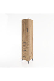 Hyperion Dolap 3 Raflı 4 Çekmeceli Tek Kapaklı 44x44x221 Çam-Çam