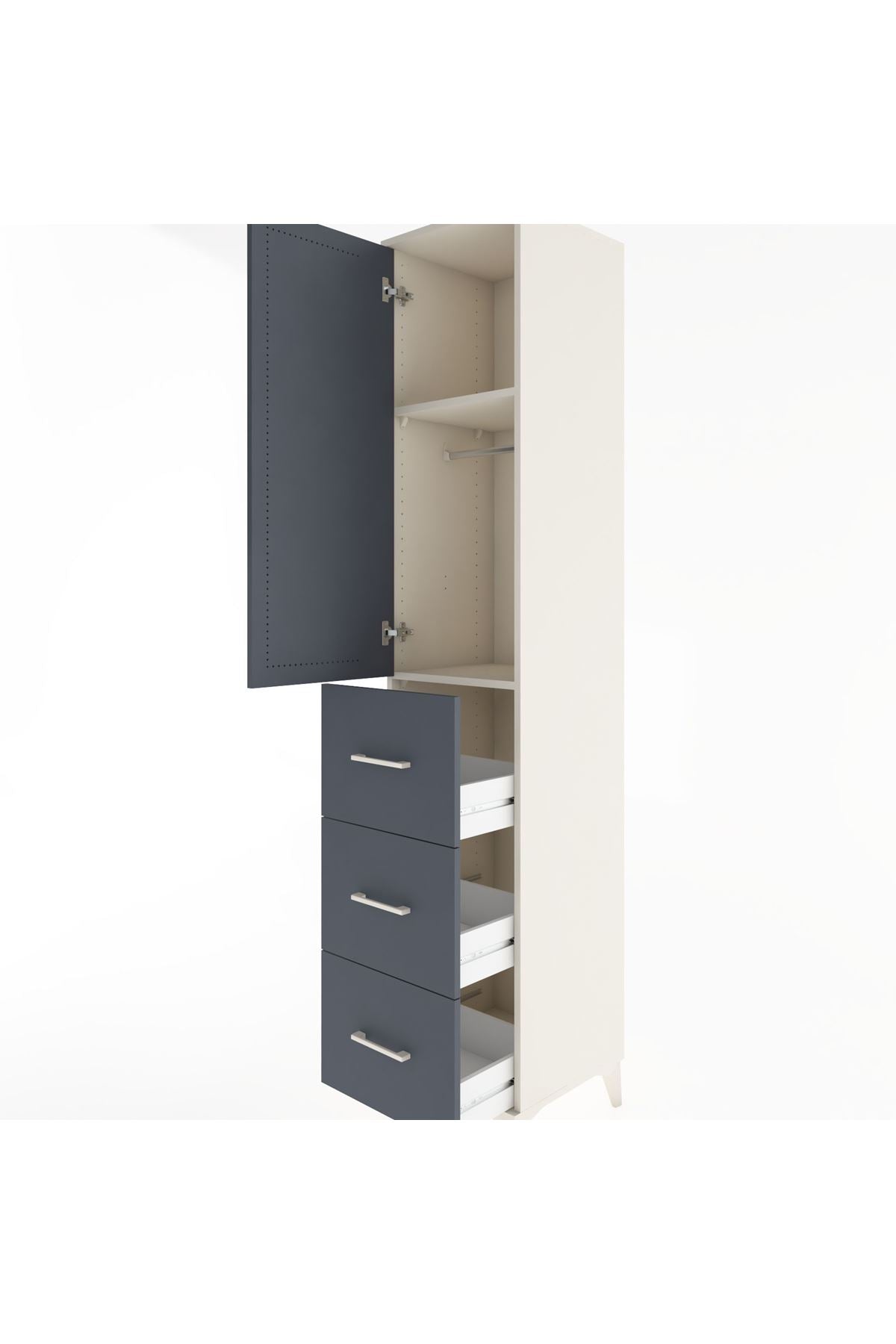 Hyperion Dolap 2 Raflı 3 Çekmeceli Tek Askılı 44x44x221 Aytaşı-Antrasit