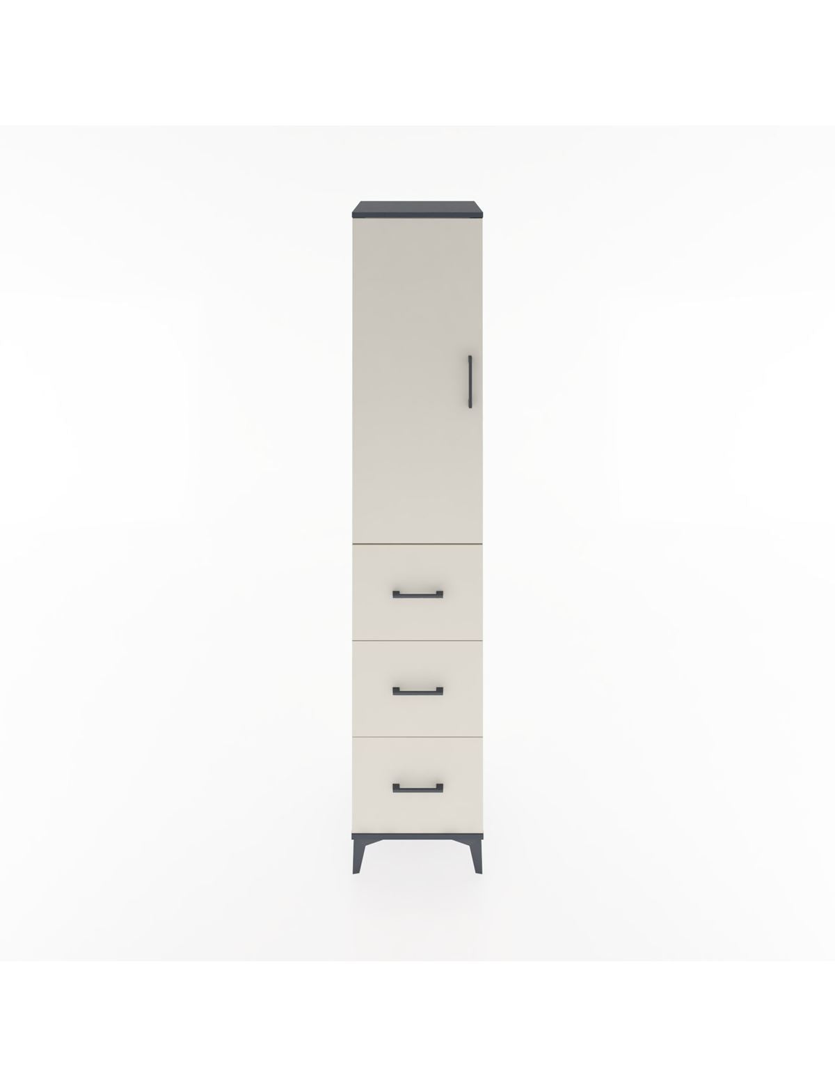 Hyperion Dolap 2 Raflı 3 Çekmeceli Tek Askılı 44x44x221 Antrasit-Aytaşı