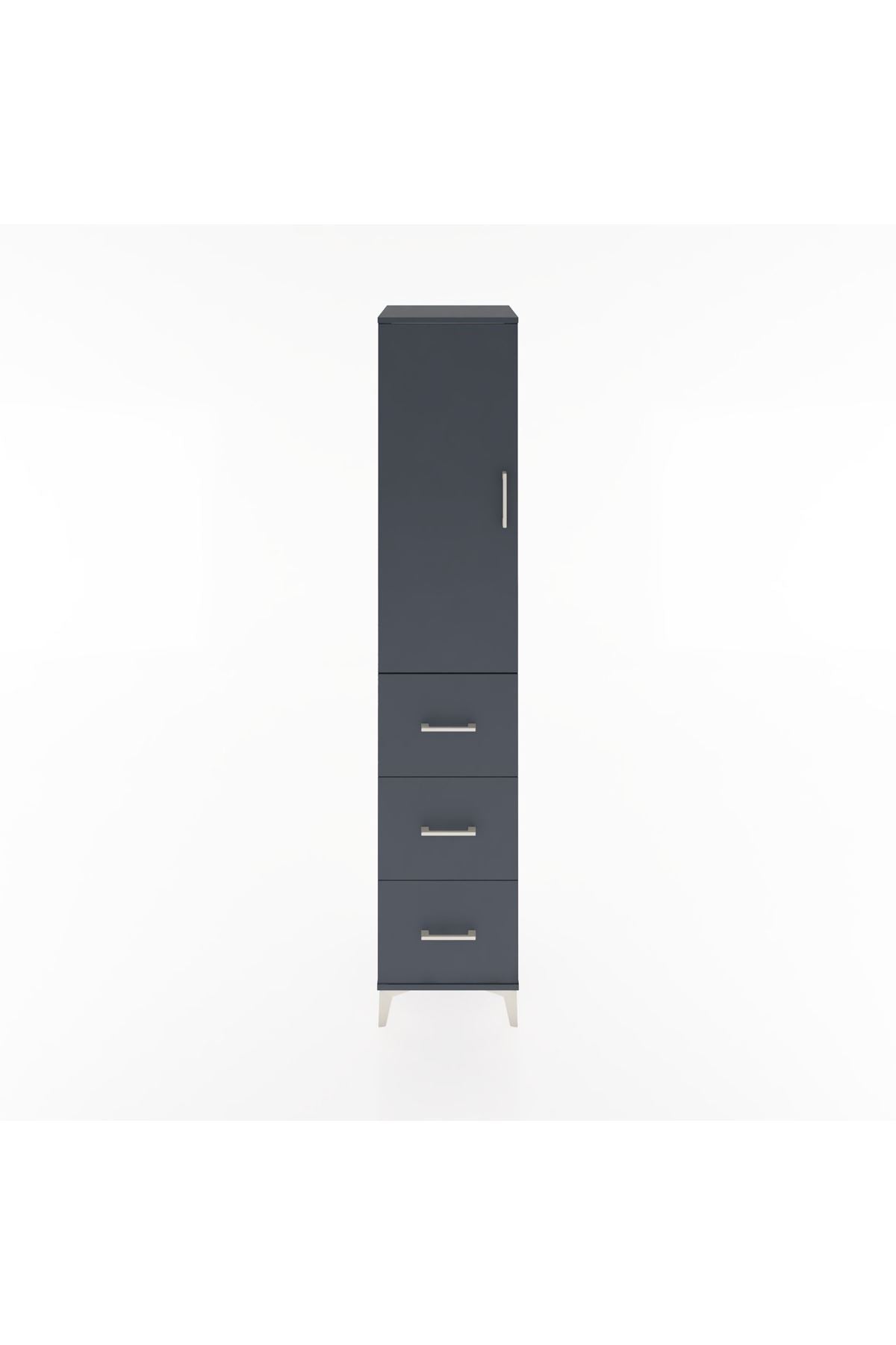 Hyperion Dolap 2 Raflı 3 Çekmeceli Tek Askılı 44x44x221 Antrasit-Antrasit