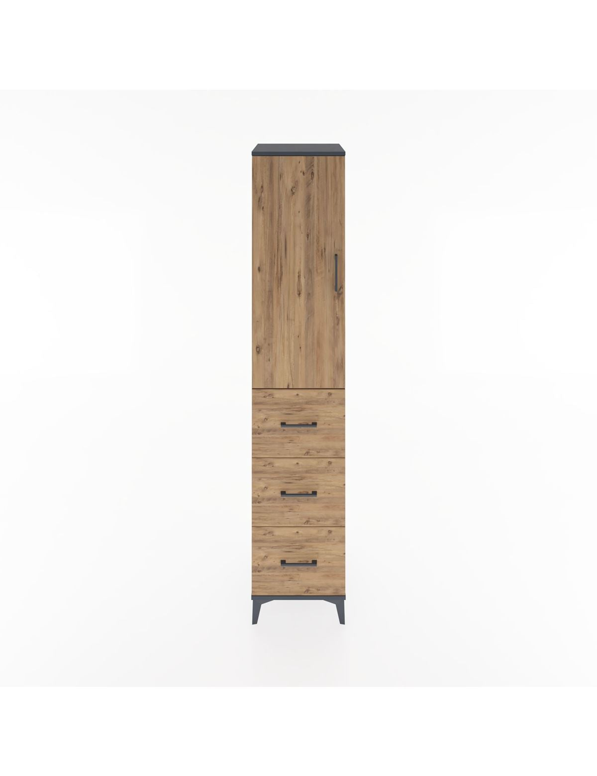 Hyperion Dolap 2 Raflı 3 Çekmeceli Tek Askılı 44x44x221 Antrasit-Çam