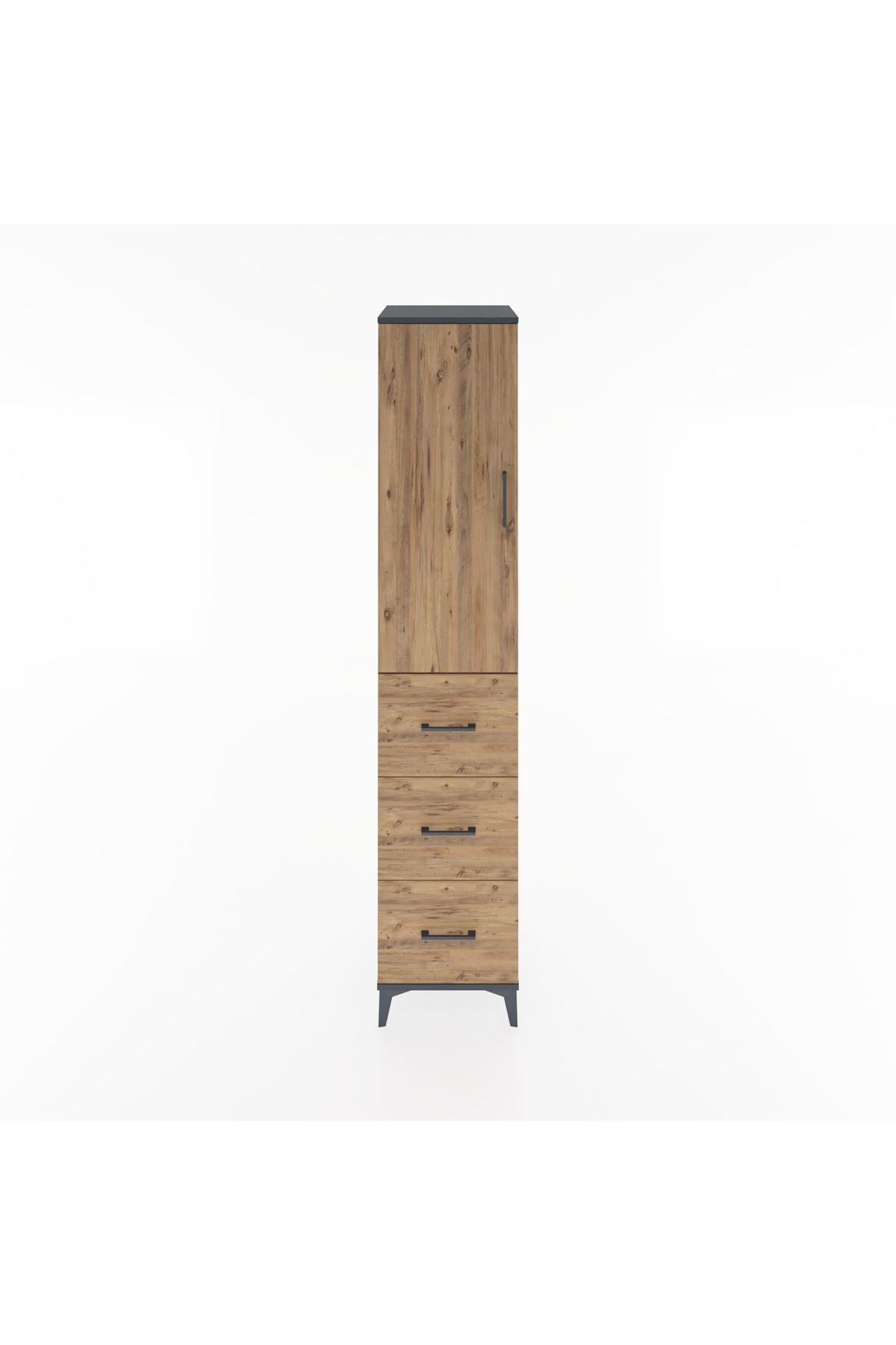 Hyperion Dolap 2 Raflı 3 Çekmeceli Tek Askılı 44x44x221 Antrasit-Çam